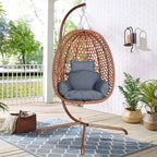 Outdoor/Indoor Swing Egg Chiar With Stand, Cushion And Headrest - N/A