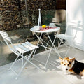 3-Piece Powder-Coated Iron Bistro Set of Foldable Garden Table and Chairs