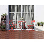 3-Piece Powder-Coated Iron Bistro Set of Foldable Garden Table and Chairs