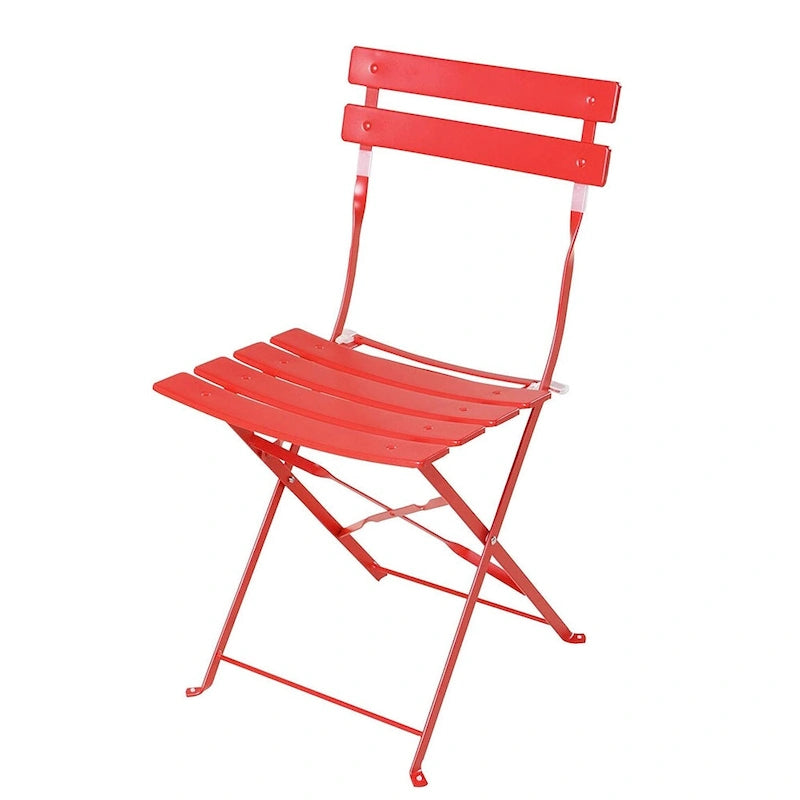 3-Piece Powder-Coated Iron Bistro Set of Foldable Garden Table and Chairs