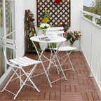 3-Piece Powder-Coated Iron Bistro Set of Foldable Garden Table and Chairs