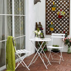 3-Piece Powder-Coated Iron Bistro Set of Foldable Garden Table and Chairs