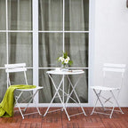 3-Piece Powder-Coated Iron Bistro Set of Foldable Garden Table and Chairs