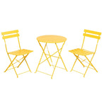 3-Piece Powder-Coated Iron Bistro Set of Foldable Garden Table and Chairs