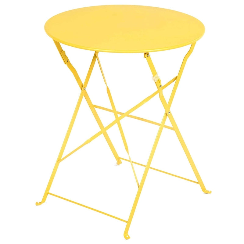 3-Piece Powder-Coated Iron Bistro Set of Foldable Garden Table and Chairs