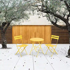 3-Piece Powder-Coated Iron Bistro Set of Foldable Garden Table and Chairs