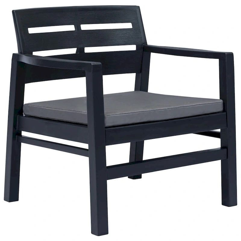 vidaXL Patio Furniture Set 4 Piece Conversation Set Table and Chairs Plastic - 30.7 x 21.7 x 15