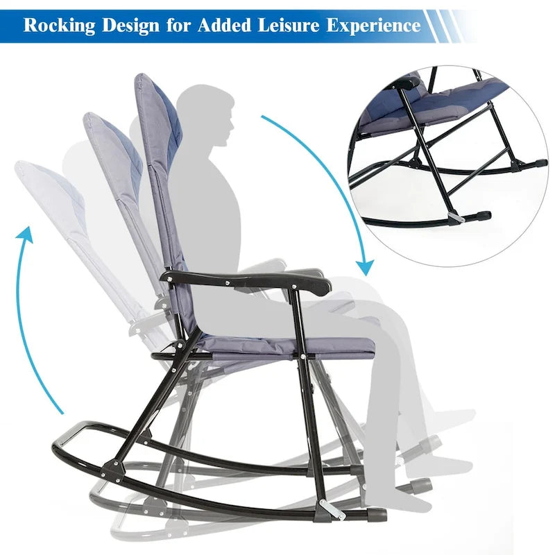 Costway 3PCS Folding Bistro Set Rocking Chair Cushioned Table Garden