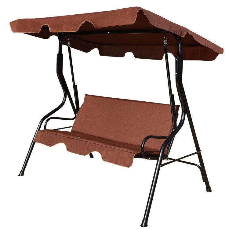 3 Seat Outdoor Patio Canopy Swing with Cushioned Steel Frame - 67.5 x 43.3 x 60.5(L x W x H)