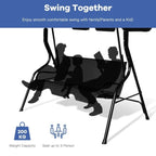 3 Seat Outdoor Patio Canopy Swing with Cushioned Steel Frame - 67.5 x 43.3 x 60.5(L x W x H)