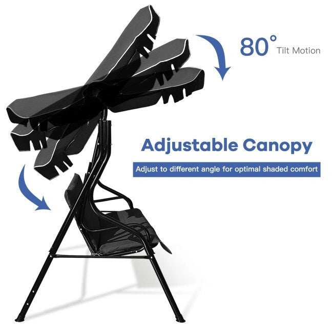 3 Seat Outdoor Patio Canopy Swing with Cushioned Steel Frame - 67.5 x 43.3 x 60.5(L x W x H)