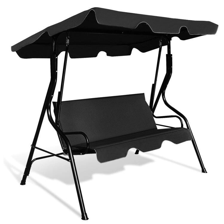 3 Seat Outdoor Patio Canopy Swing with Cushioned Steel Frame - 67.5 x 43.3 x 60.5(L x W x H)