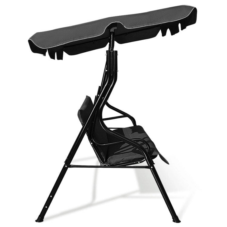 3 Seat Outdoor Patio Canopy Swing with Cushioned Steel Frame - 67.5 x 43.3 x 60.5(L x W x H)