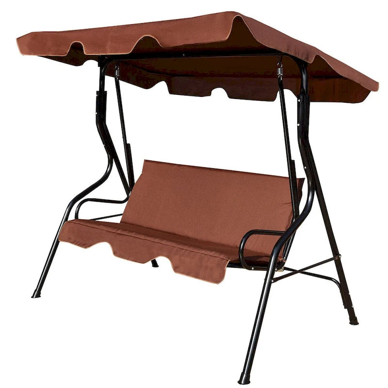 3 Seat Outdoor Patio Canopy Swing with Cushioned Steel Frame - 67.5 x 43.3 x 60.5(L x W x H)