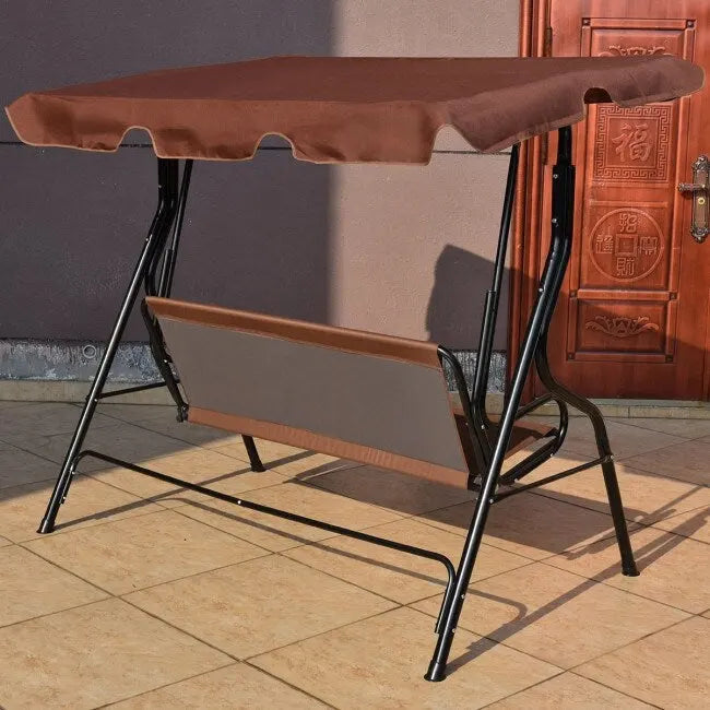 3 Seat Outdoor Patio Canopy Swing with Cushioned Steel Frame - 67.5 x 43.3 x 60.5(L x W x H)