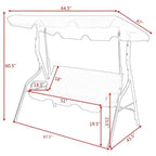 3 Seat Outdoor Patio Canopy Swing with Cushioned Steel Frame - 67.5 x 43.3 x 60.5(L x W x H)
