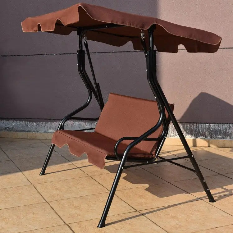 3 Seat Outdoor Patio Canopy Swing with Cushioned Steel Frame - 67.5 x 43.3 x 60.5(L x W x H)