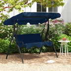 3 Seat Outdoor Patio Canopy Swing with Cushioned Steel Frame - 67.5 x 43.3 x 60.5(L x W x H)
