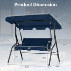 3 Seat Outdoor Patio Canopy Swing with Cushioned Steel Frame - 67.5 x 43.3 x 60.5(L x W x H)
