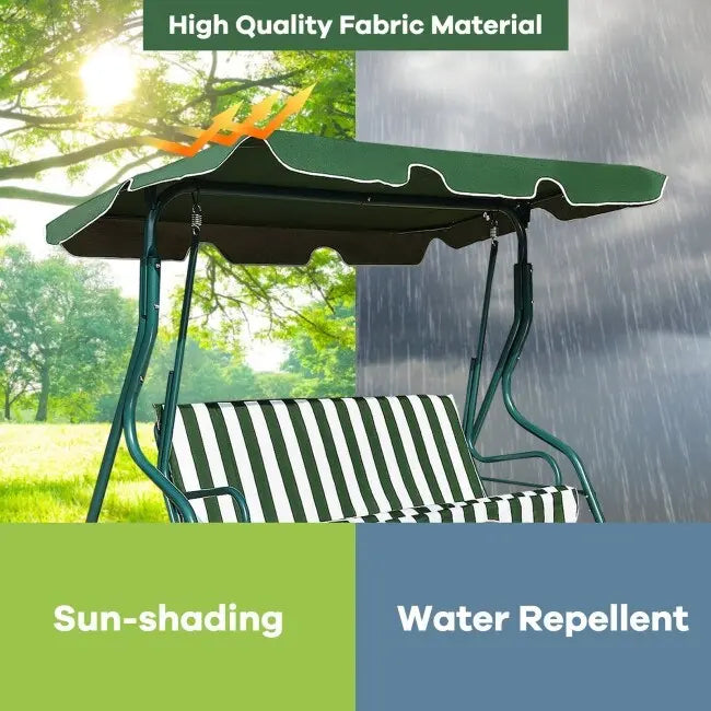3 Seat Outdoor Patio Canopy Swing with Cushioned Steel Frame - 67.5 x 43.3 x 60.5(L x W x H)