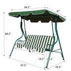 3 Seat Outdoor Patio Canopy Swing with Cushioned Steel Frame - 67.5 x 43.3 x 60.5(L x W x H)