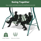 3 Seat Outdoor Patio Canopy Swing with Cushioned Steel Frame - 67.5 x 43.3 x 60.5(L x W x H)