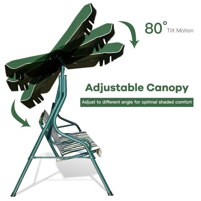 3 Seat Outdoor Patio Canopy Swing with Cushioned Steel Frame - 67.5 x 43.3 x 60.5(L x W x H)