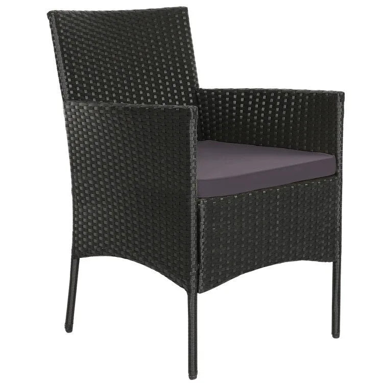 4 Pieces Patio Rattan Cushioned Sofa Set with Tempered Glass Coffee Table - 24 x 23.5 x 33 (L x W x H)