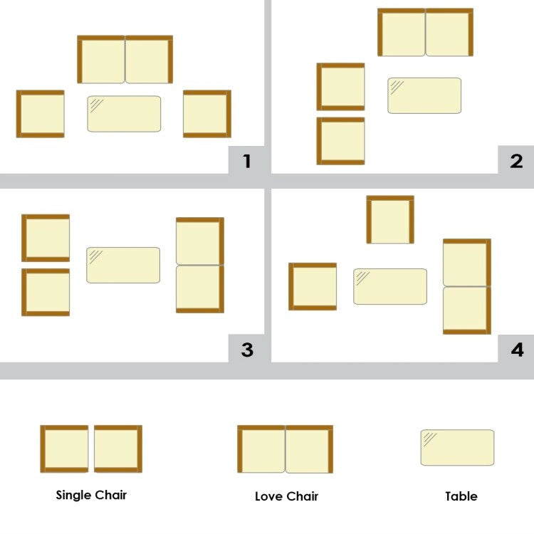 4 Pieces Patio Rattan Cushioned Sofa Set with Tempered Glass Coffee Table - 24 x 23.5 x 33 (L x W x H)