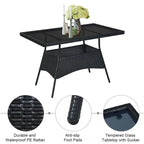 Costway 5PCS Patio Rattan Dining Set Table w/Glass Top Garden - See Details