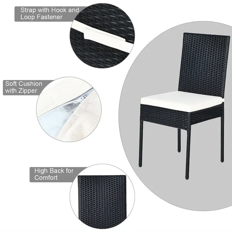 Costway 5PCS Patio Rattan Dining Set Table w/Glass Top Garden - See Details