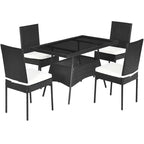 Costway 5PCS Patio Rattan Dining Set Table w/Glass Top Garden - See Details