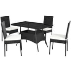Costway 5PCS Patio Rattan Dining Set Table w/Glass Top Garden - See Details