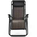 Folding Rattan Zero Gravity Lounge Chair with Removable Head Pillow - 32~61 x 25.5 x 34~43.5 (L x W x H)
