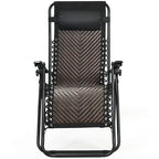 Folding Rattan Zero Gravity Lounge Chair with Removable Head Pillow - 32~61 x 25.5 x 34~43.5 (L x W x H)