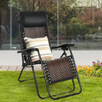 Folding Rattan Zero Gravity Lounge Chair with Removable Head Pillow - 32~61 x 25.5 x 34~43.5 (L x W x H)
