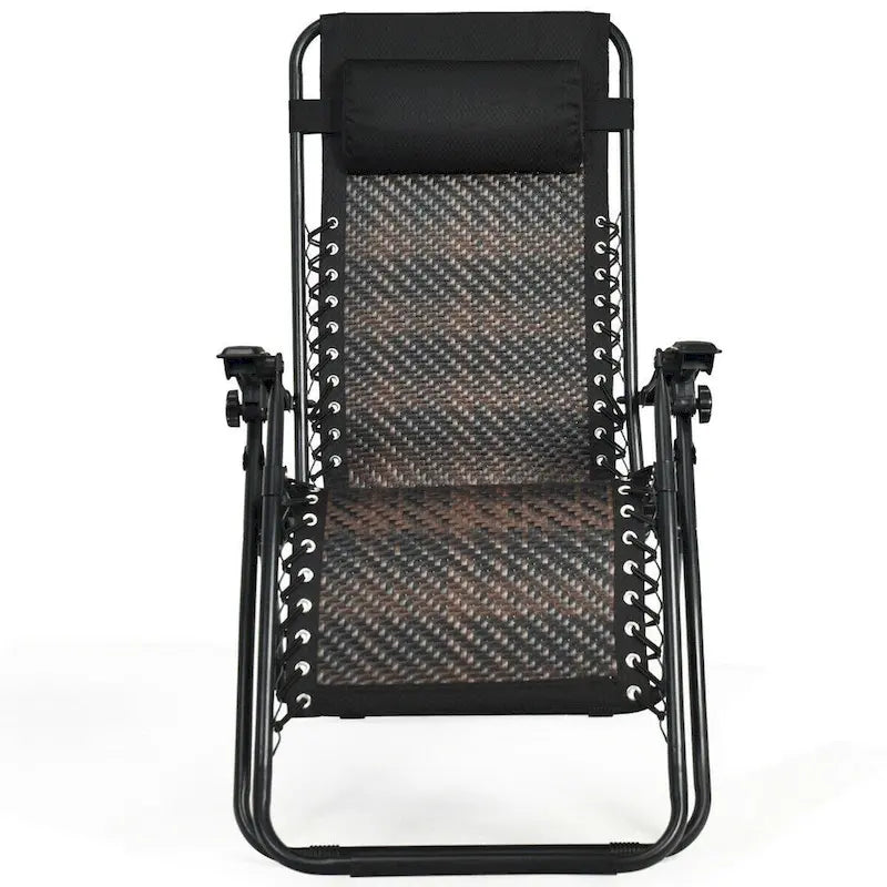 Folding Rattan Zero Gravity Lounge Chair with Removable Head Pillow - 32~61 x 25.5 x 34~43.5 (L x W x H)