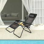 Folding Rattan Zero Gravity Lounge Chair with Removable Head Pillow - 32~61 x 25.5 x 34~43.5 (L x W x H)