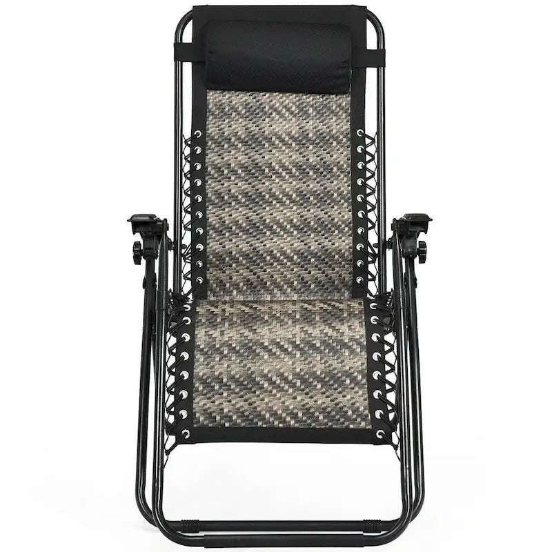 Folding Rattan Zero Gravity Lounge Chair with Removable Head Pillow - 32~61 x 25.5 x 34~43.5 (L x W x H)