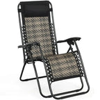 Folding Rattan Zero Gravity Lounge Chair with Removable Head Pillow - 32~61 x 25.5 x 34~43.5 (L x W x H)