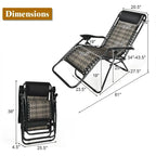 Folding Rattan Zero Gravity Lounge Chair with Removable Head Pillow - 32~61 x 25.5 x 34~43.5 (L x W x H)