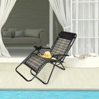 Folding Rattan Zero Gravity Lounge Chair with Removable Head Pillow - 32~61 x 25.5 x 34~43.5 (L x W x H)