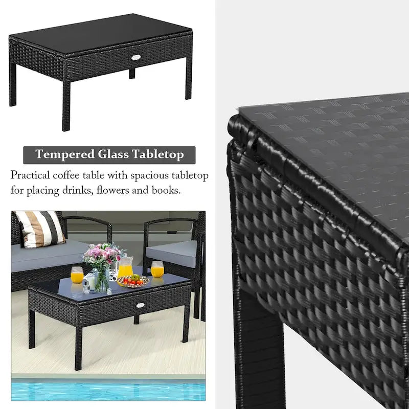Costway 8PCS Patio Rattan Furniture Set Garden Deck - 8-Piece Sets