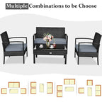 Costway 8PCS Patio Rattan Furniture Set Garden Deck - 8-Piece Sets