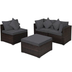 4 Pieces Patio Rattan Furniture Set with Removable Cushions and Pillows - Corner Sofa: 29 x 29 x 25