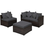 4 Pieces Patio Rattan Furniture Set with Removable Cushions and Pillows - Corner Sofa: 29 x 29 x 25