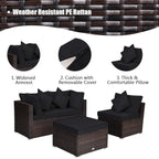 4 Pieces Patio Rattan Furniture Set with Removable Cushions and Pillows - Corner Sofa: 29 x 29 x 25