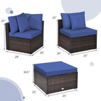 4 Pieces Patio Rattan Furniture Set with Removable Cushions and Pillows - Corner Sofa: 29 x 29 x 25