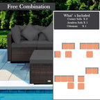 4 Pieces Patio Rattan Furniture Set with Removable Cushions and Pillows - Corner Sofa: 29 x 29 x 25