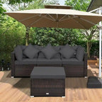 4 Pieces Patio Rattan Furniture Set with Removable Cushions and Pillows - Corner Sofa: 29 x 29 x 25
